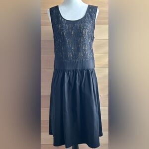 Style&co petite Size 14P sleeveless A-line dress black lace overlay lining